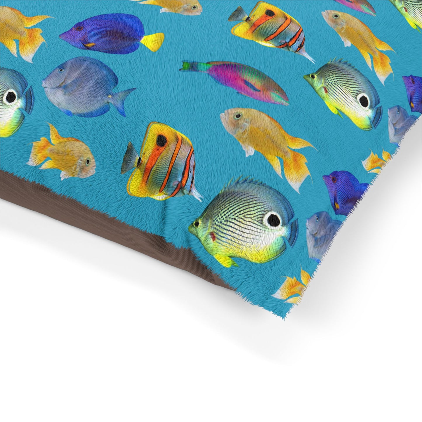 Pet Bed - Cozy and Fun Dog or Cat Bed for Beach Lovers / School of Fish, Turquoise