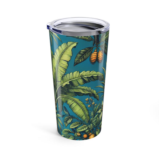20oz Tropical Glossy Tumbler, Stainless Steel / Tropical Fruit Blue