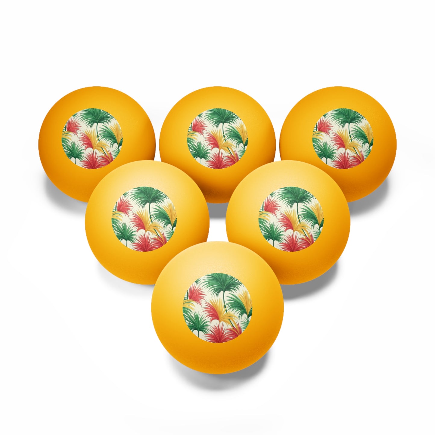 Tropical Paradise Ping Pong Balls - 6 Pack with Palm Sweepers/Orange
