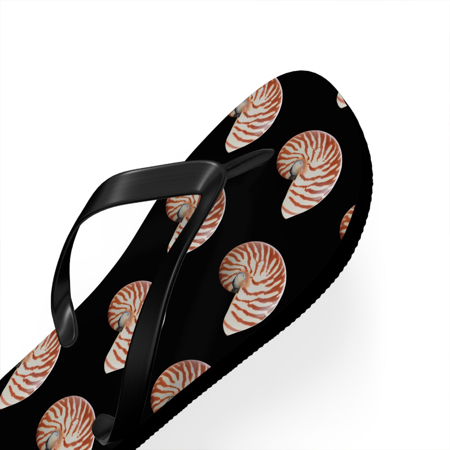 Flip Flops - Tiger Stripe Nautilus Shell, black