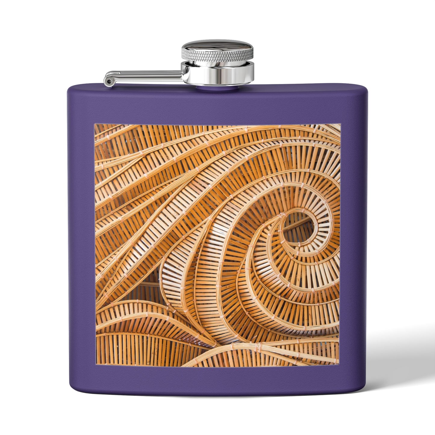 Tropical Stainless Steel 6 oz. Flask, Many Colors  – Natural Bamboo Spiral