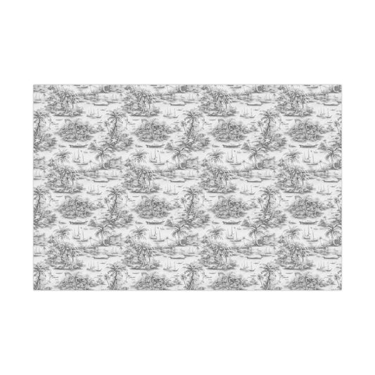 Gift Wrap Papers, Tropical Toile #1, Soft Black, 3 Sizes