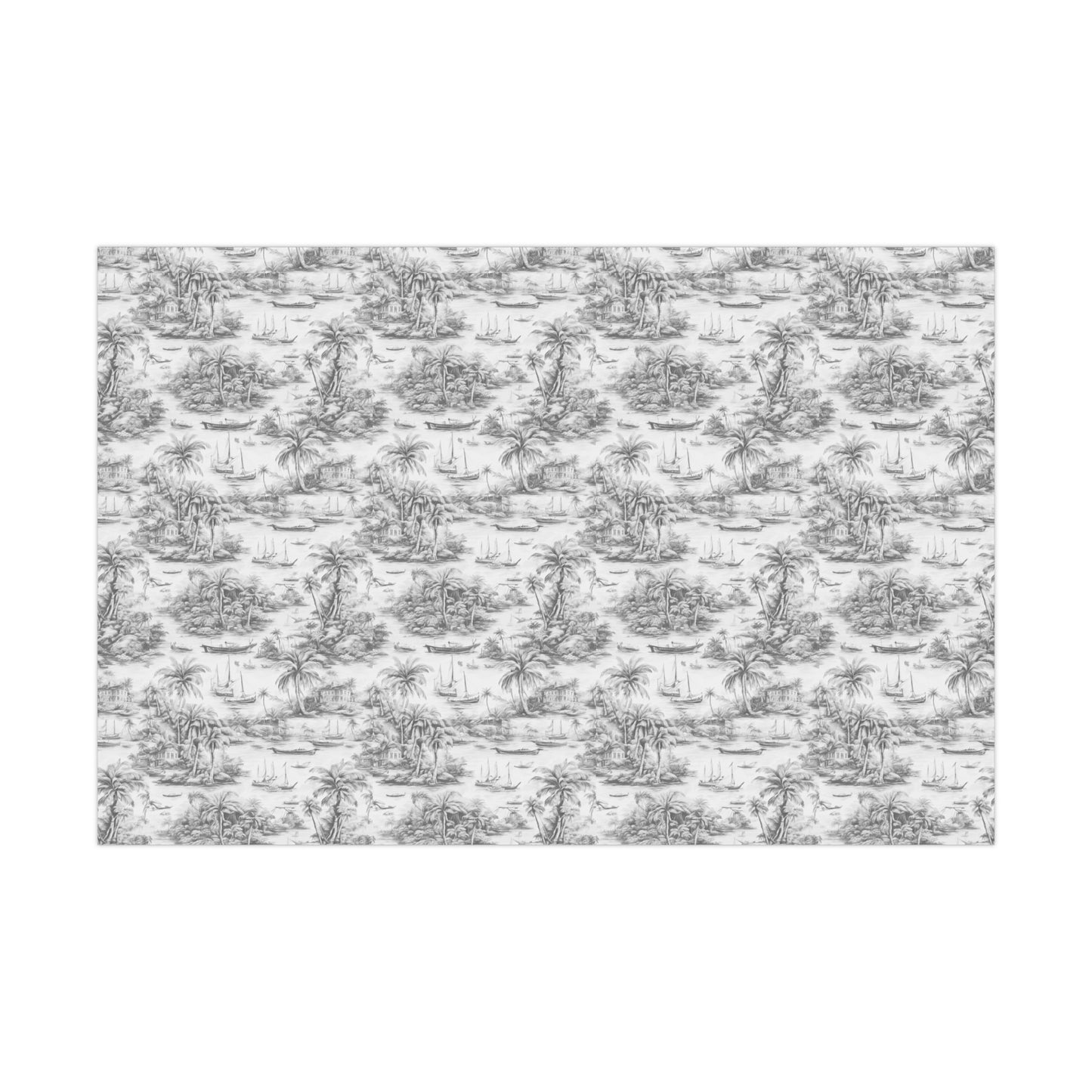 Gift Wrap Papers, Tropical Toile #1, Soft Black, 3 Sizes