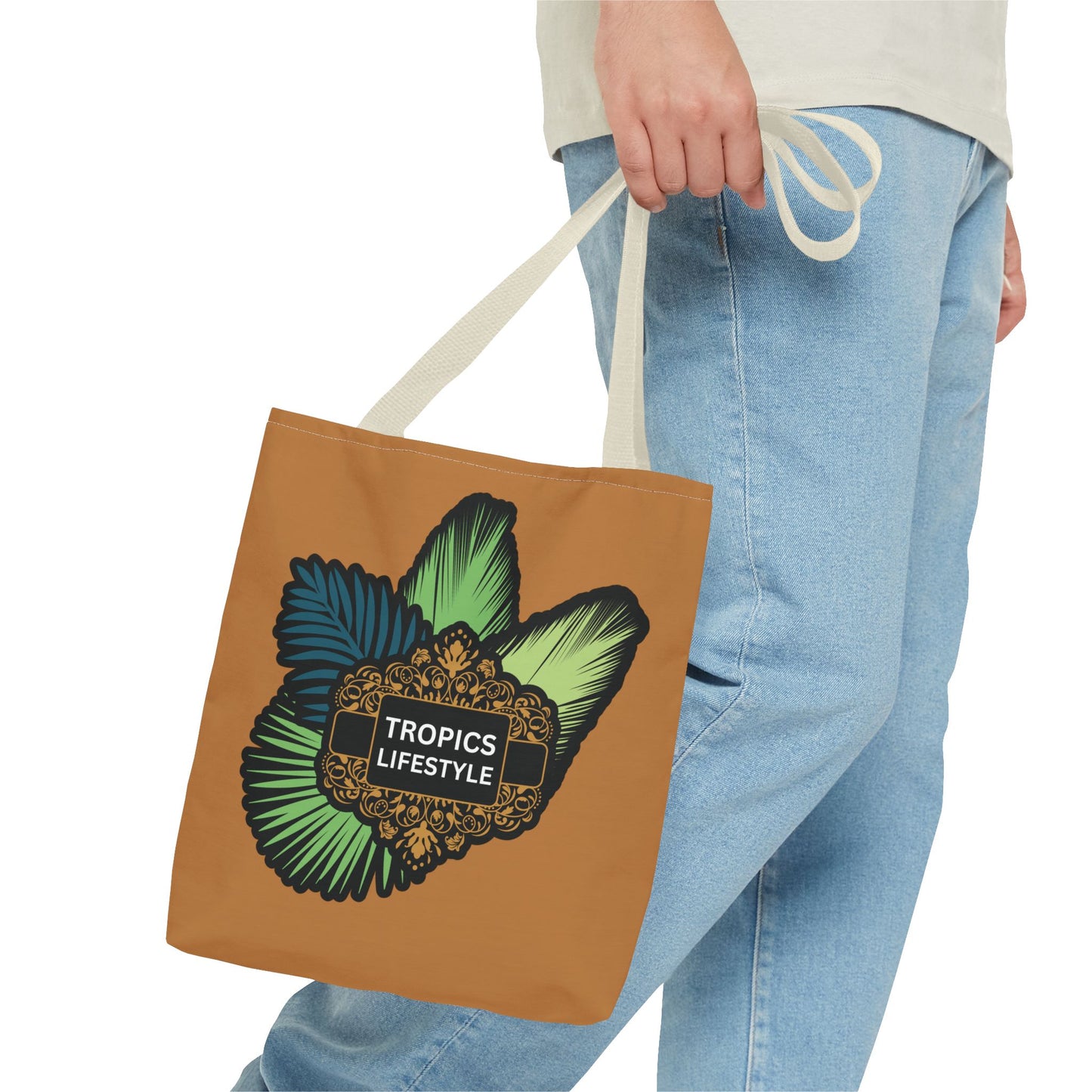 Elegant Tropics Lifestyle Logo Tote Bag - 3 Sizes, Lt. Brown