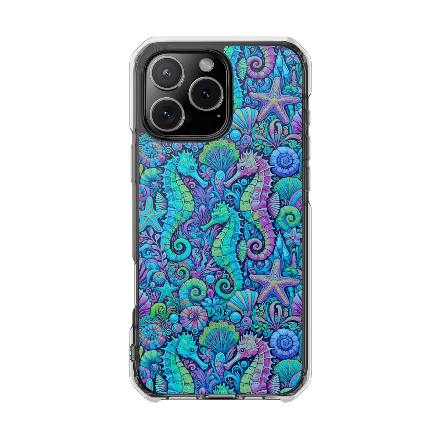 Seahorses/Turquoise POP Magnetic Clear Phone Case, Many Models