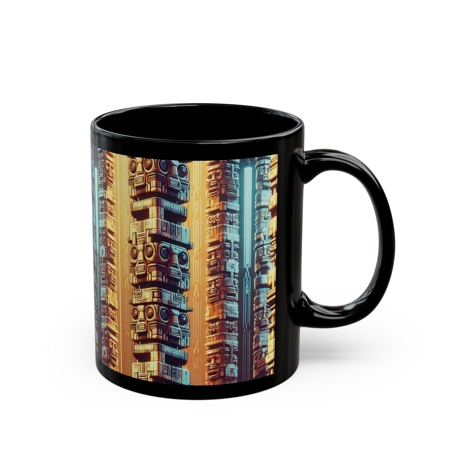 Black Coffee Mug - Techno Tiki Totems