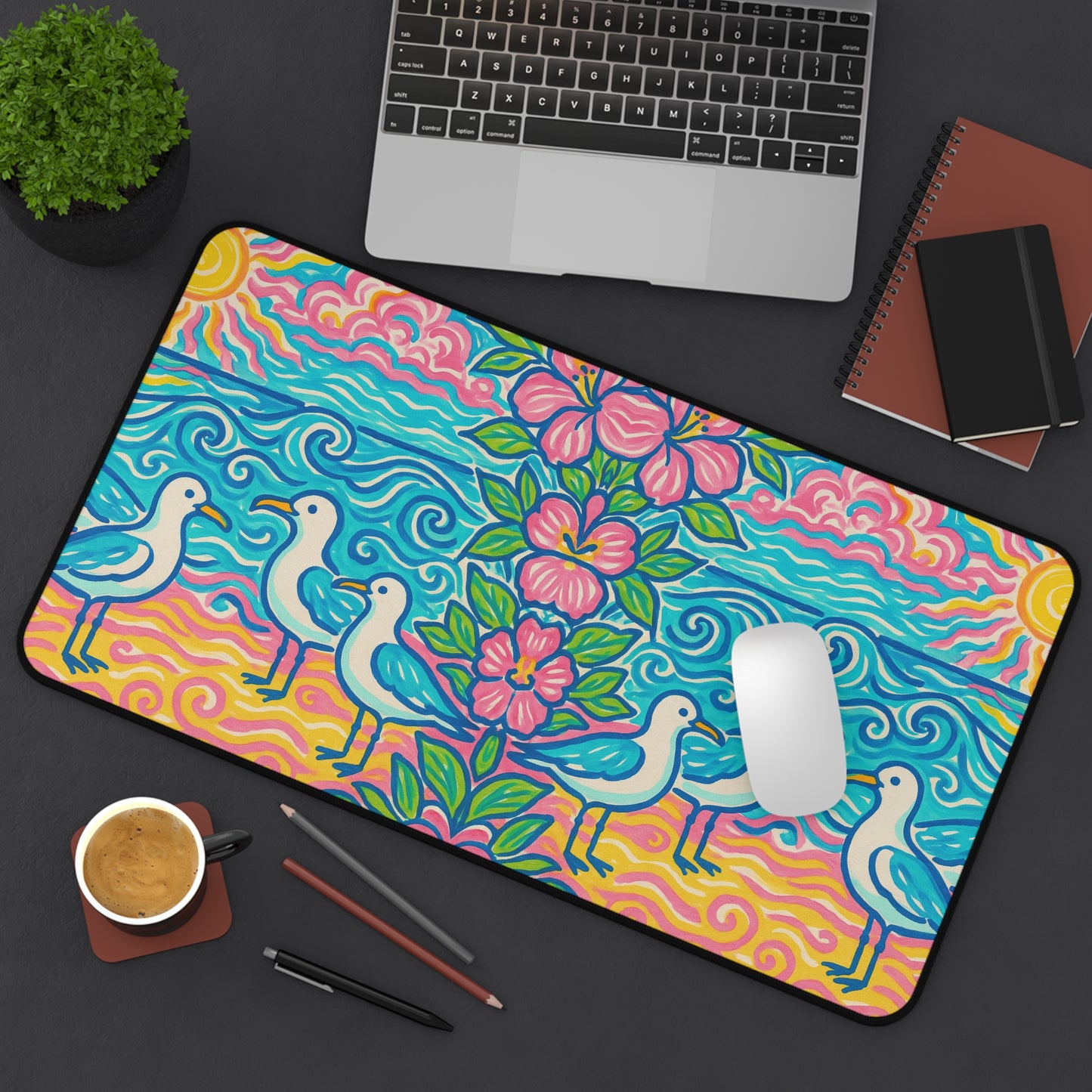 Tropical Mouse Pad/Desk Mat, 3 Sizes - Perfect for Home Office / Tropical Beach Seagulls