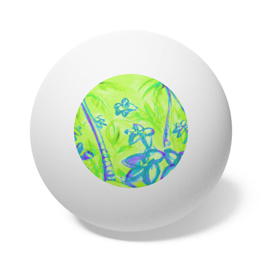 Tropical Paradise Ping Pong Balls - 6 Pack with Tropical Doodles, Lime