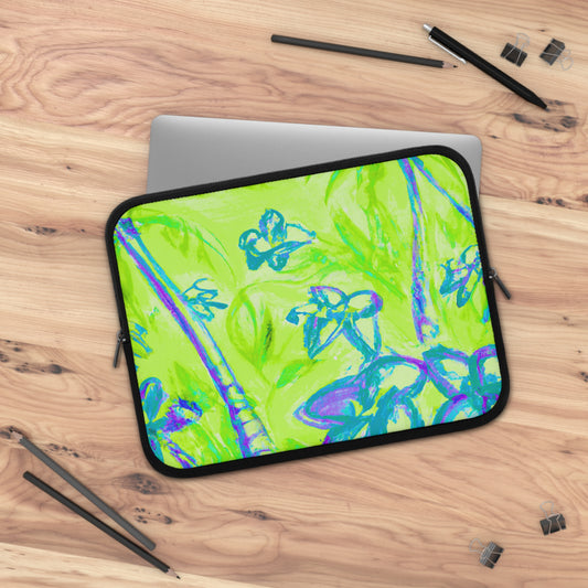 Tropical Laptop Sleeve, 5 Sizes - Perfect for Beach Lovers & Students / Tropical Doodles, Lime