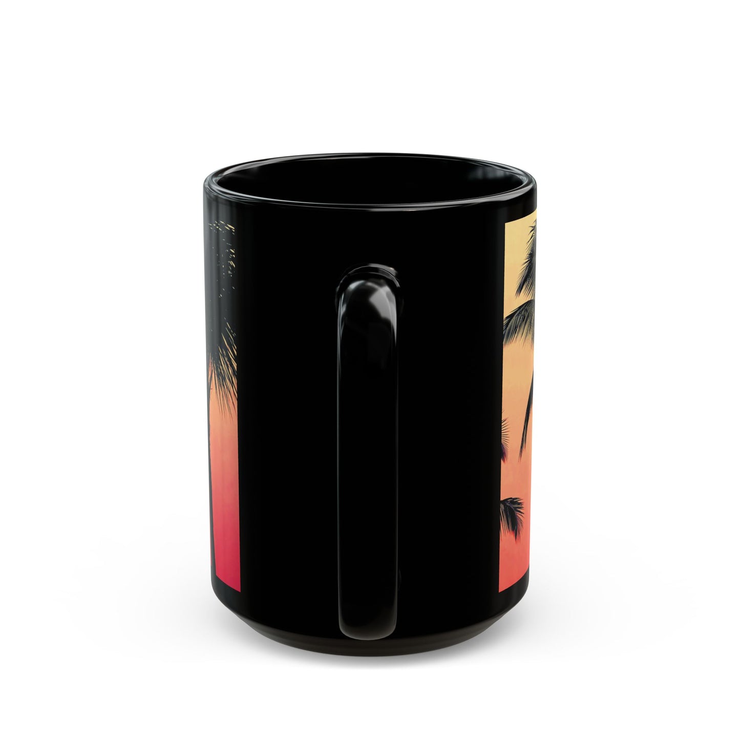 Black Coffee Mug - Palm Glow Orange