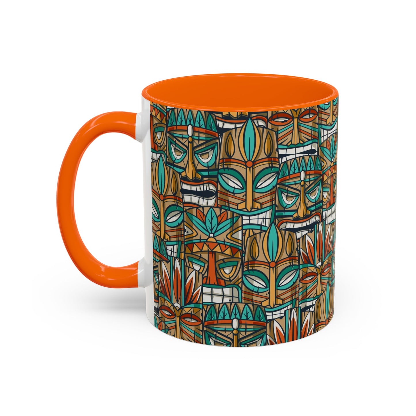 Accent Coffee Mug (11, 15oz), 8 Colors - Turquoise Tiki Party