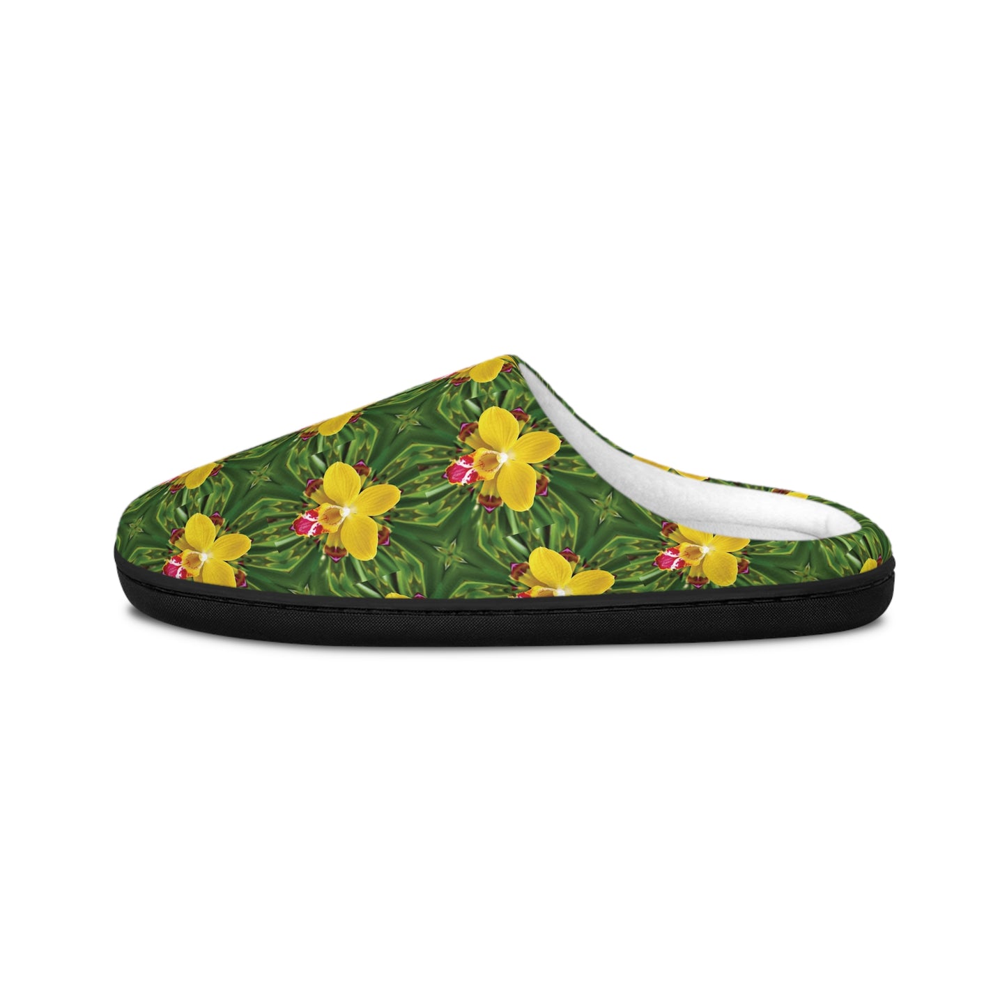 Women's Indoor Slippers - Yellow Orchid Kaleidoscope