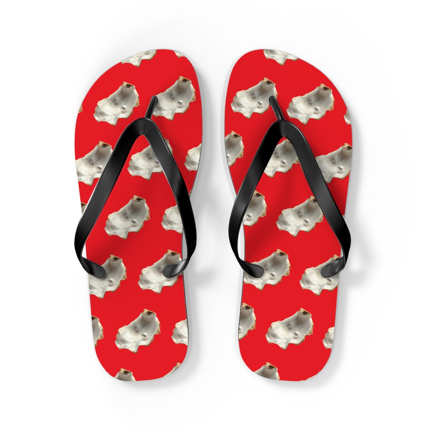 Flip Flops - White Pearl Oyster, red