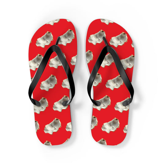 Flip Flops - White Pearl Oyster, red