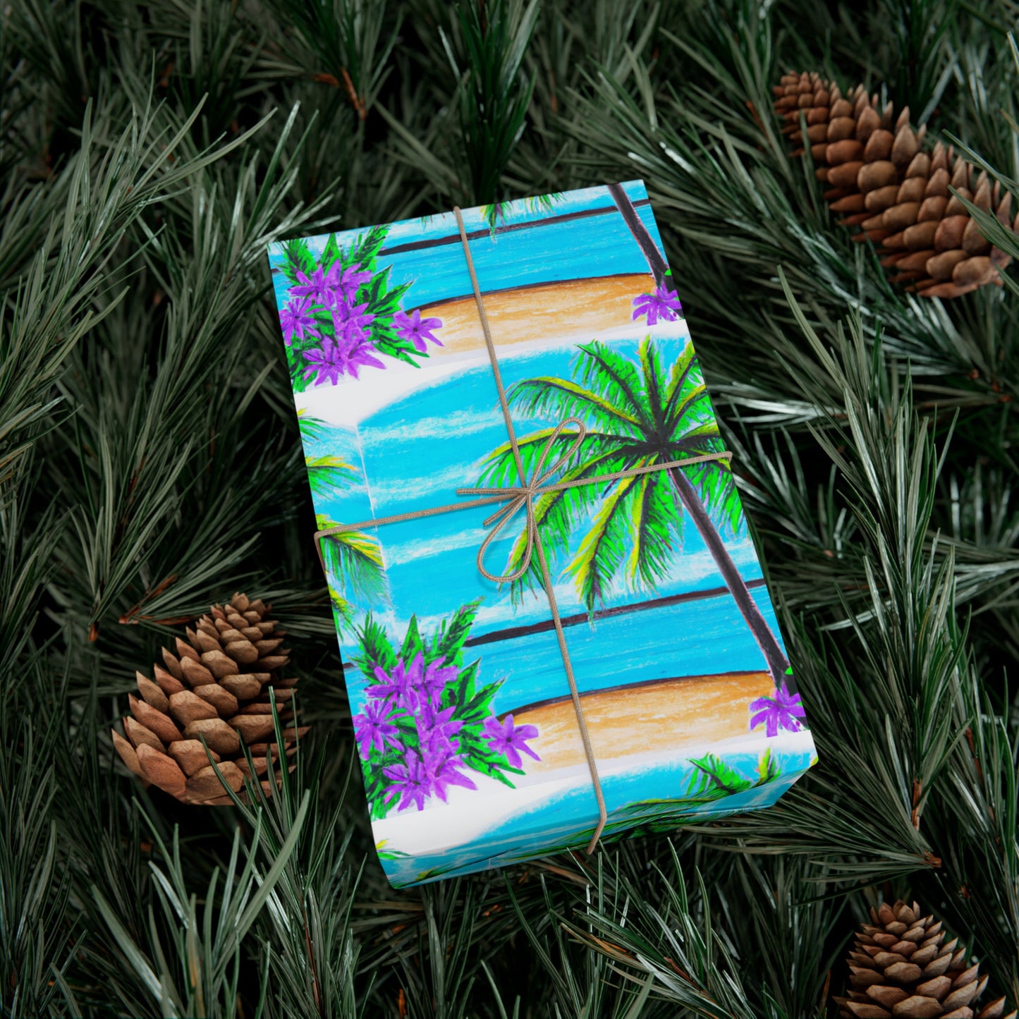 Wrapping Paper - Tropical Gift Wrap for All Occasions / 3 Sizes, 2 Finishes / Tropical Beach