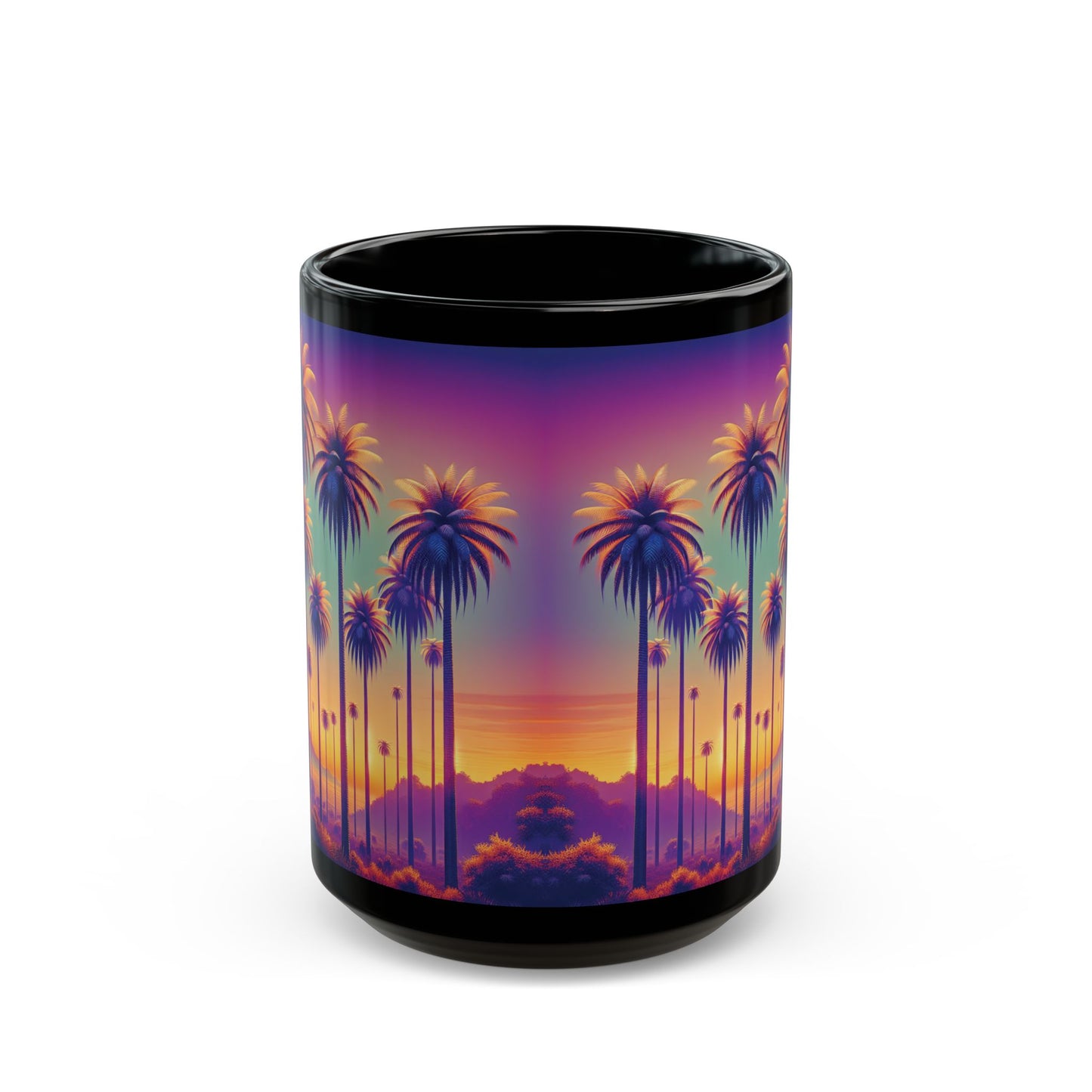 Black Coffee Mug - Sunset Palm Boulevard