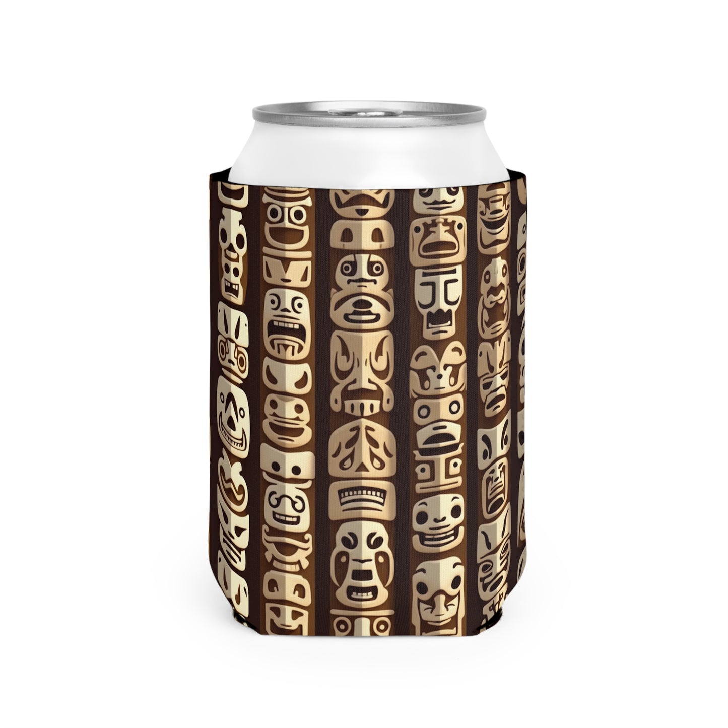 Funny Tiki Totems Can Cooler Sleeve - Perfect for Outdoor Picnics