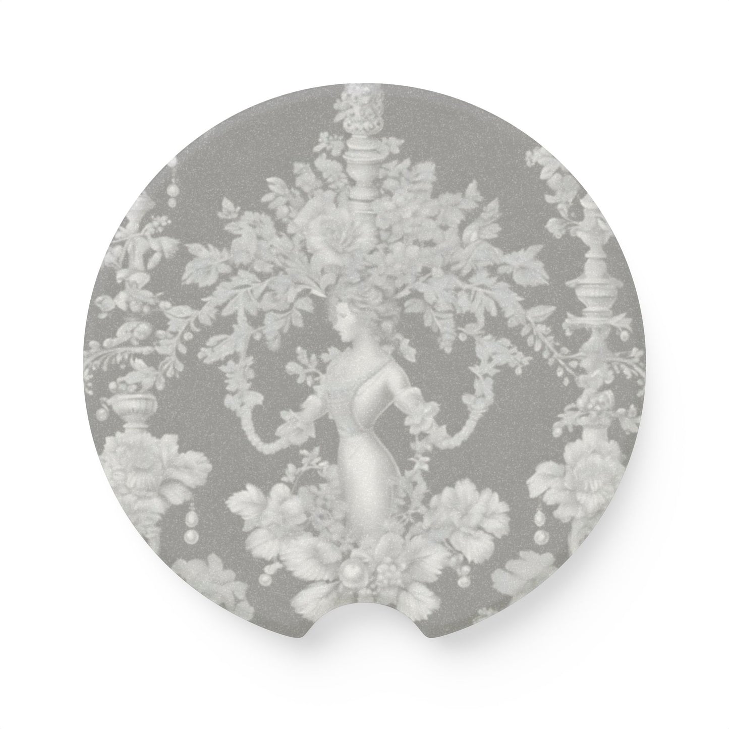 Soapstone Car Coaster - Pearl Lady Toile, slate