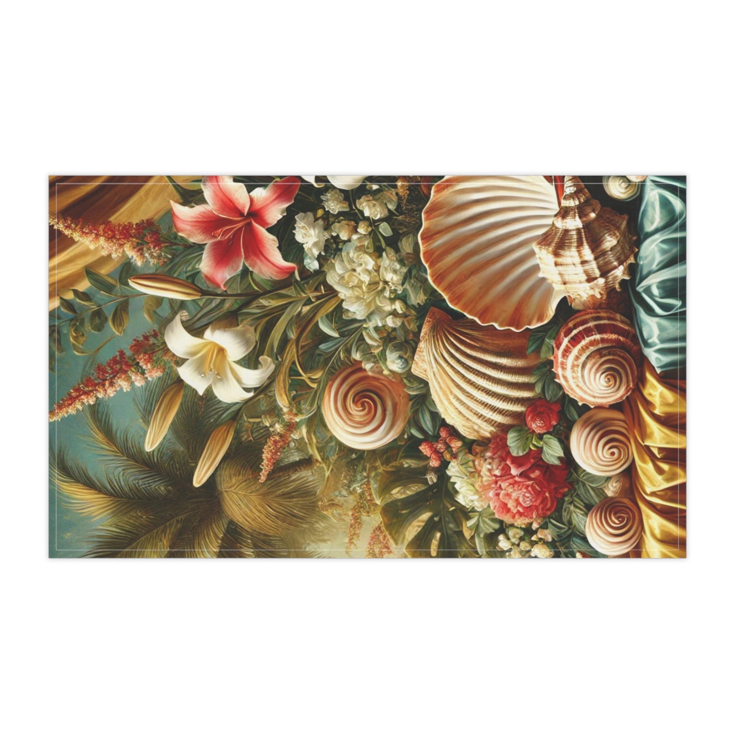 Tea Towels (cotton, poly), Shells and Flowers