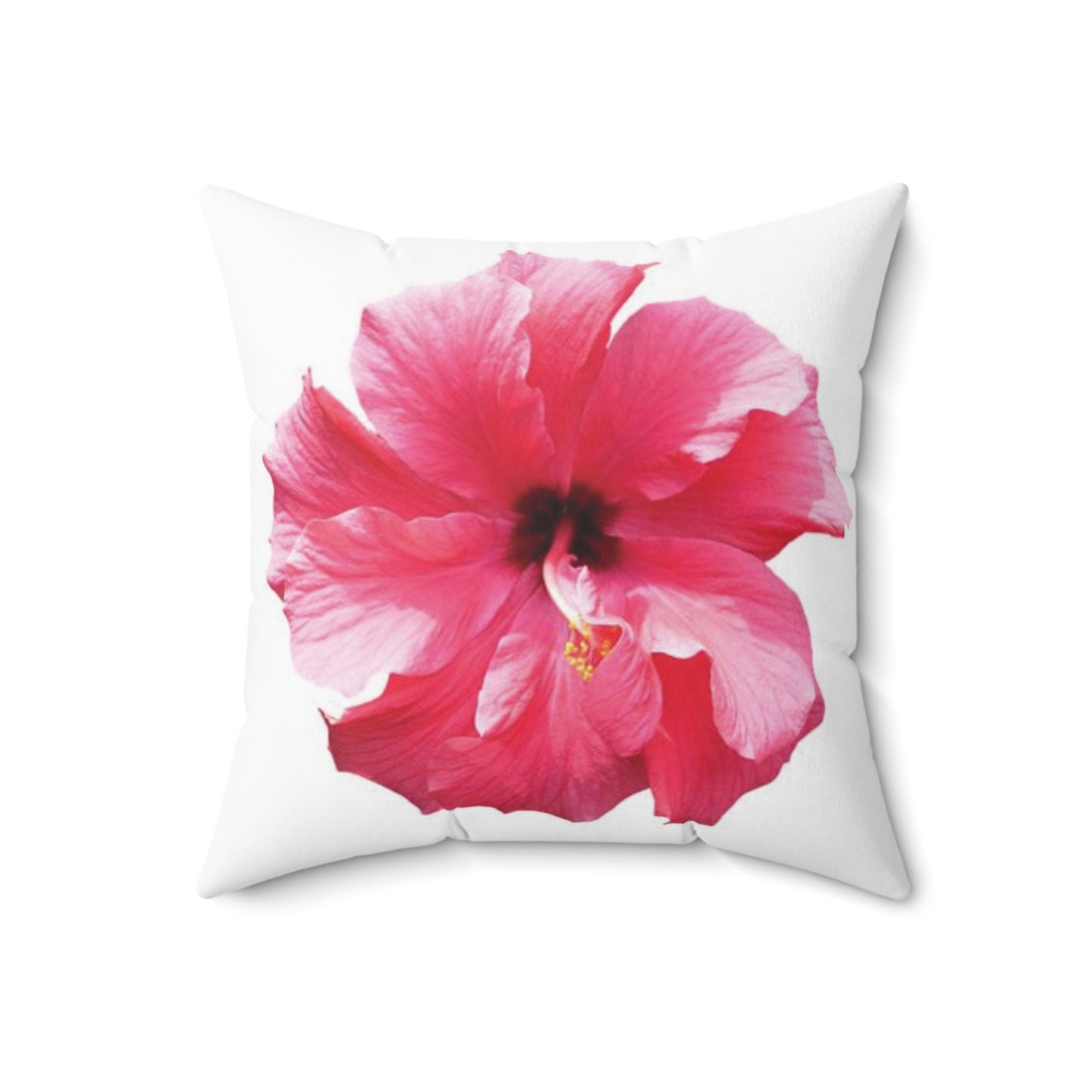 Decorative Pillow - Accent Cushion, 4 Sizes / Photo Pink Hibiscus, White