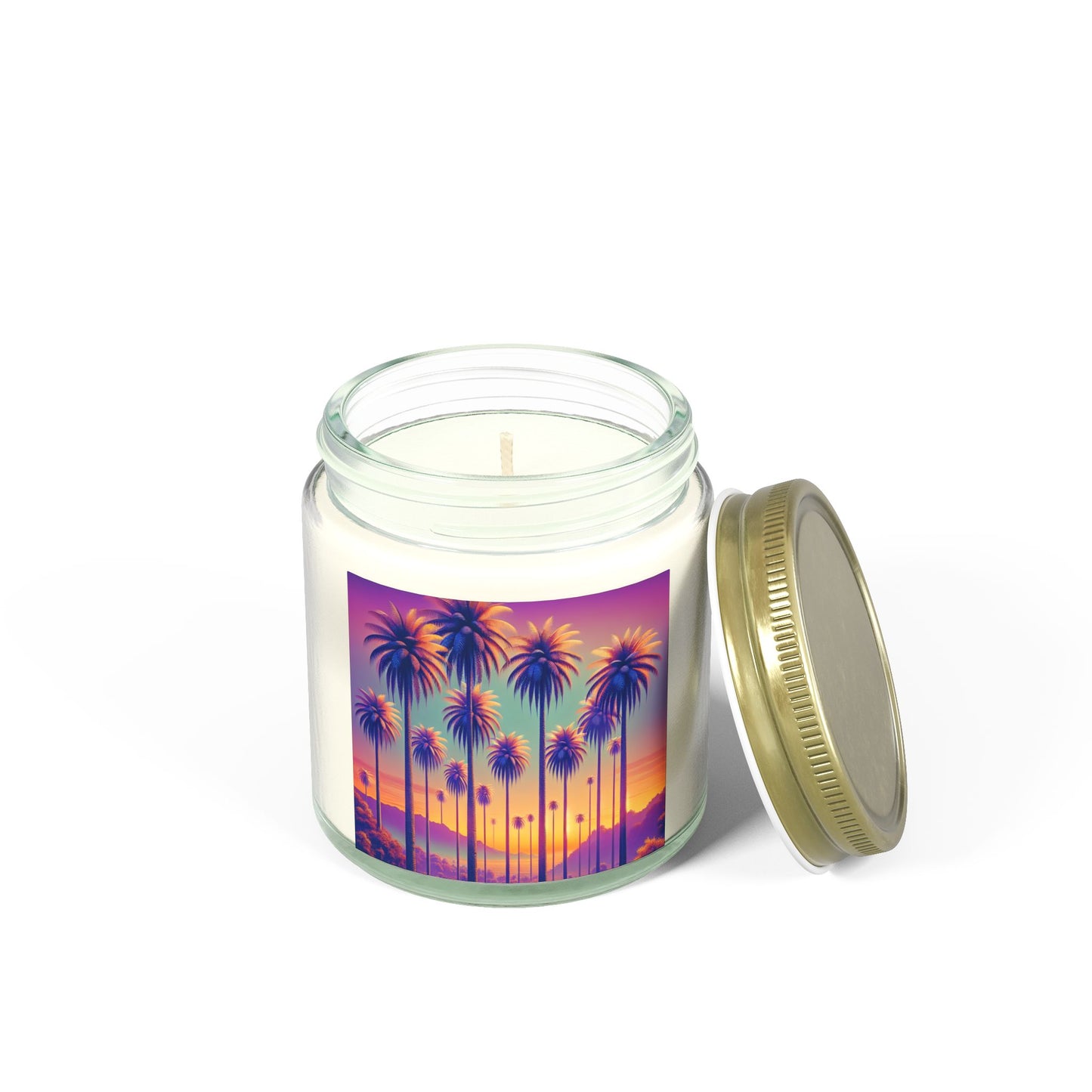 Scented Candles, Coconut Apricot Wax (4oz, 9oz) - Sunset Palms