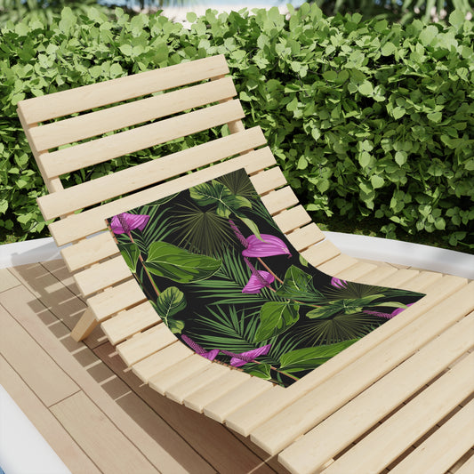 Vibrant Summer Beach Towels, 3 sizes – Tropical Flower Print for Sun Lovers / Anthurium and Palm