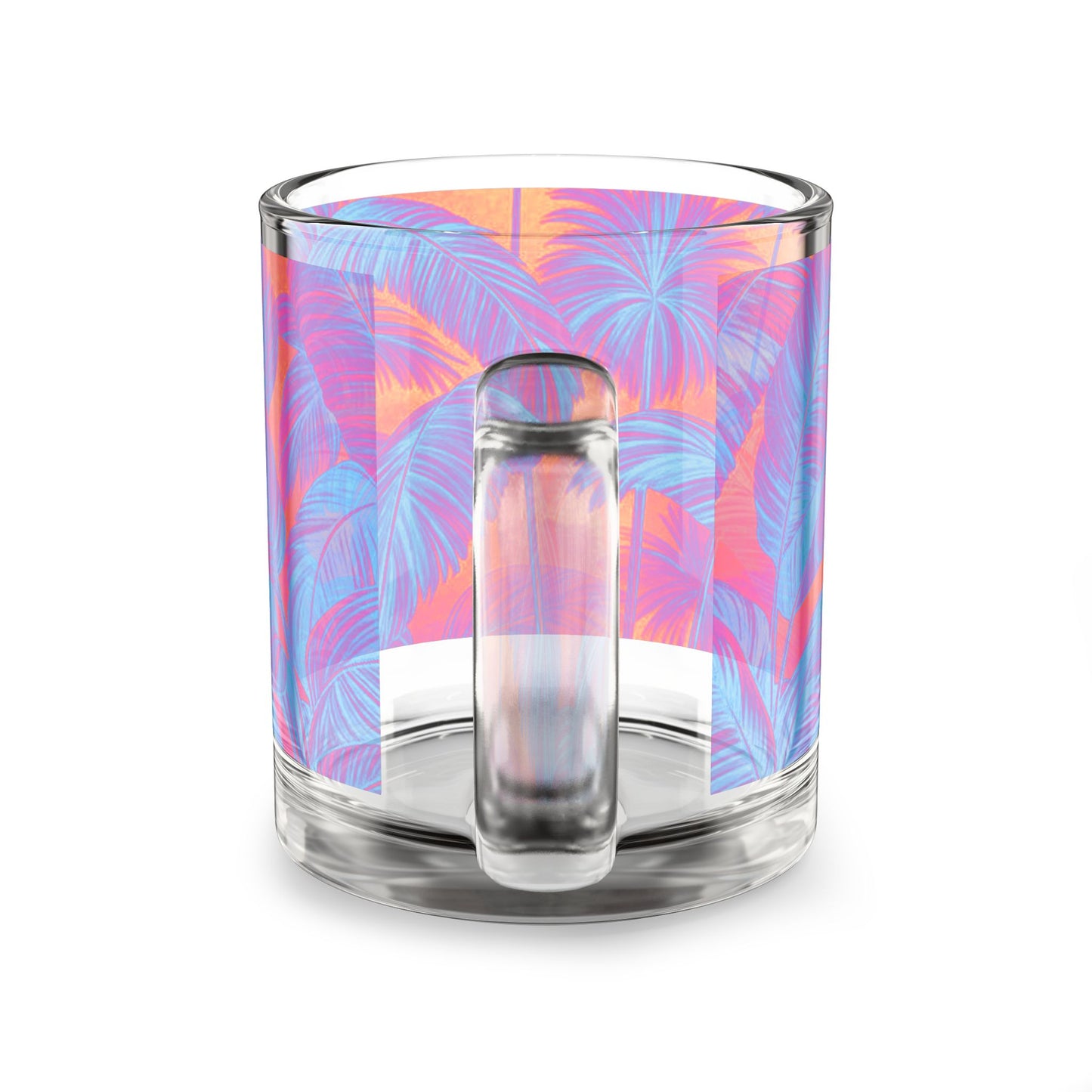 Tropical Glass Mug - 10oz Coffee Cup / Palm Serenity, Heatwave