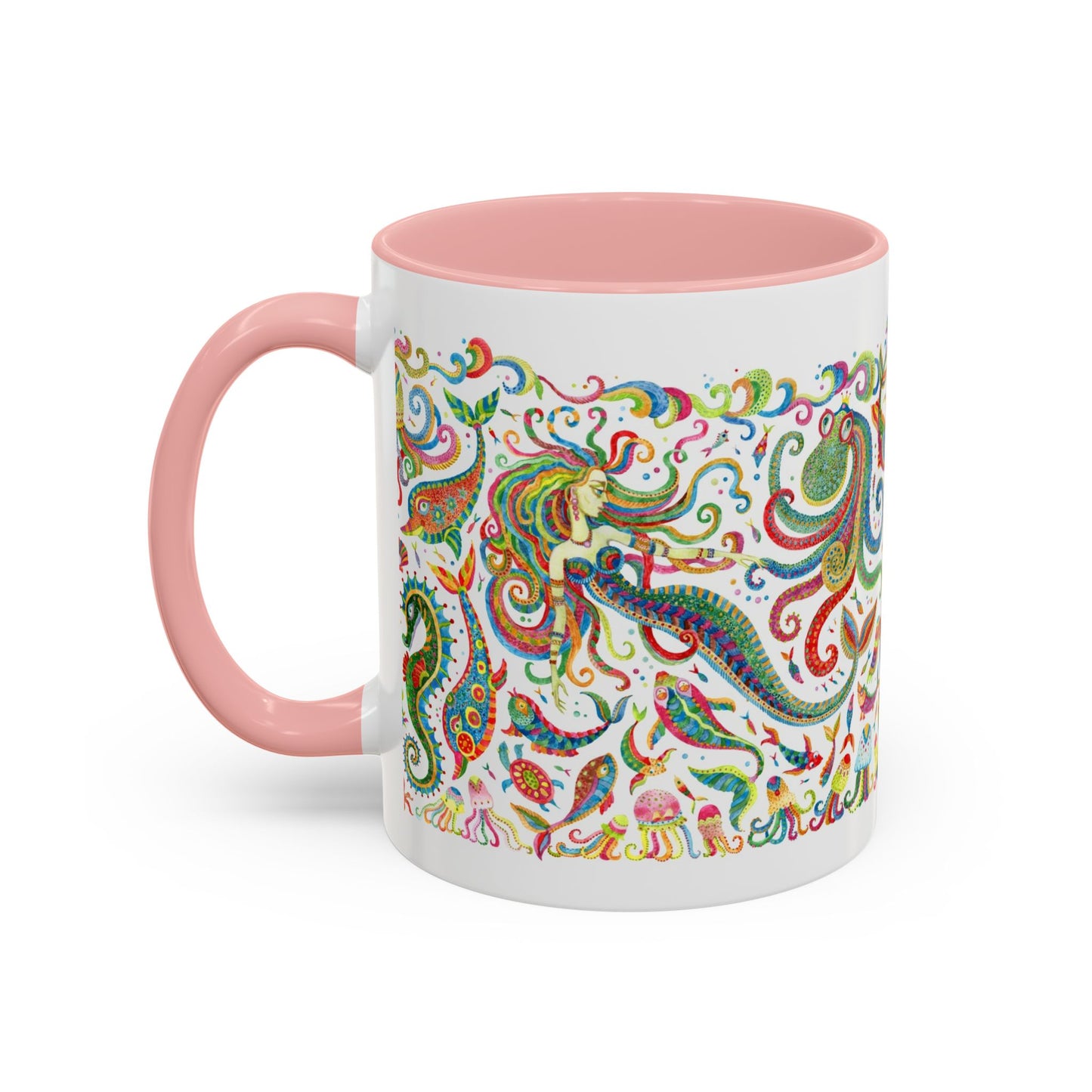 Accent Coffee Mug | Tropical-Inspired Drinkware / Colorful Mermaid Kingdom