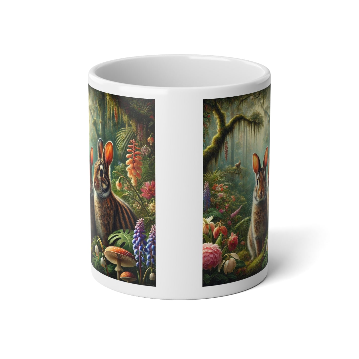 Jumbo Mug, 20oz, Sumatran Rainforest Rabbits | Tropical Coffee Cup