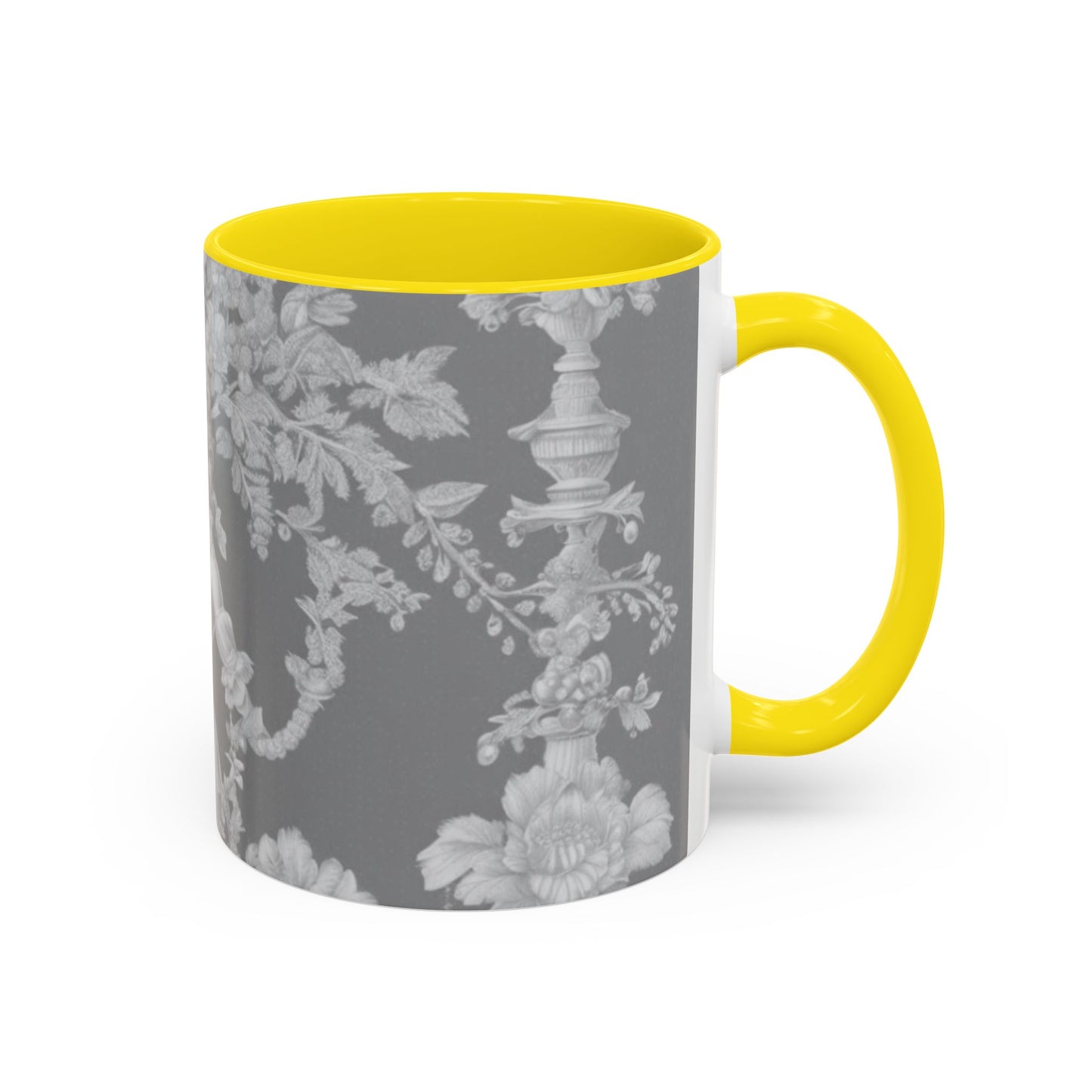 Accent Coffee Mug (11, 15oz), Pearl Lady Toile/Slate, Various Colors