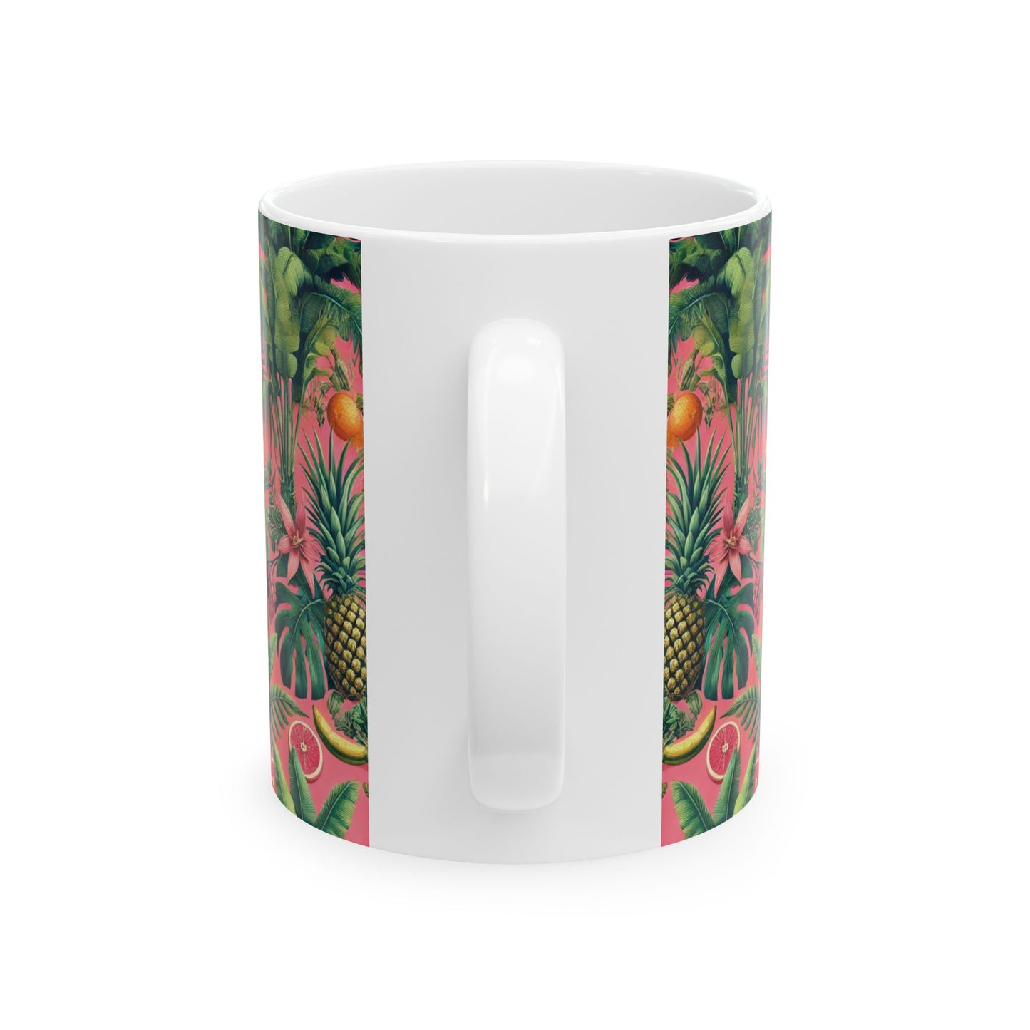Ceramic White Mug - 11oz & 15oz, More Tropical Fruit, Coral