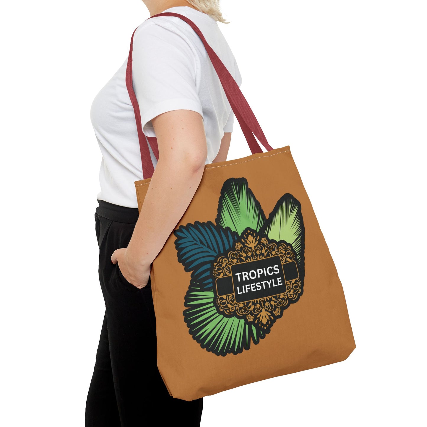 Elegant Tropics Lifestyle Logo Tote Bag - 3 Sizes, Lt. Brown