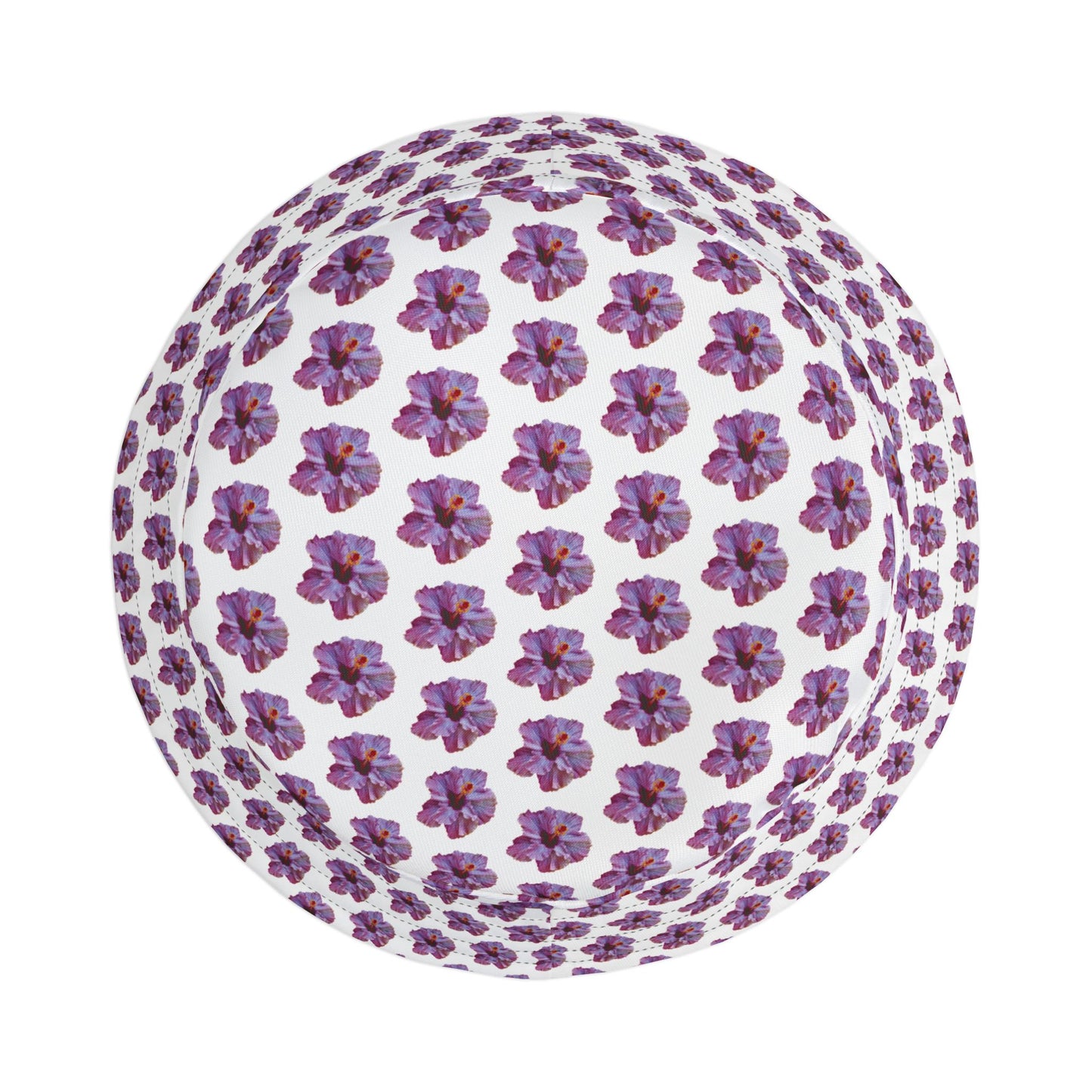 Tropical Polyester Bucket Hat, 2 Sizes - Purple Hibiscus/MICRO