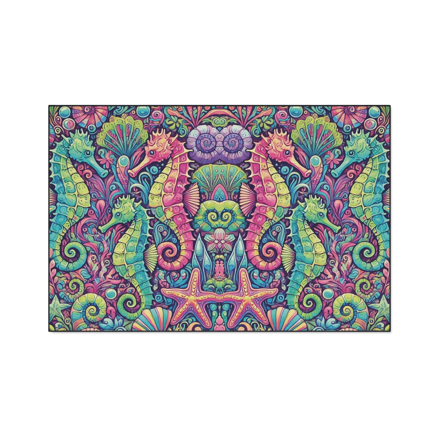 Heavy Duty Floor Mat, 5 Sizes – Tropical Area Rug for Home Décor / Seahorses
