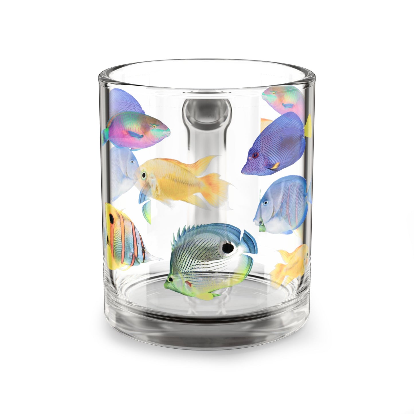 Tropical Glass Mug - 10oz Coffee Cup / School of Fish
