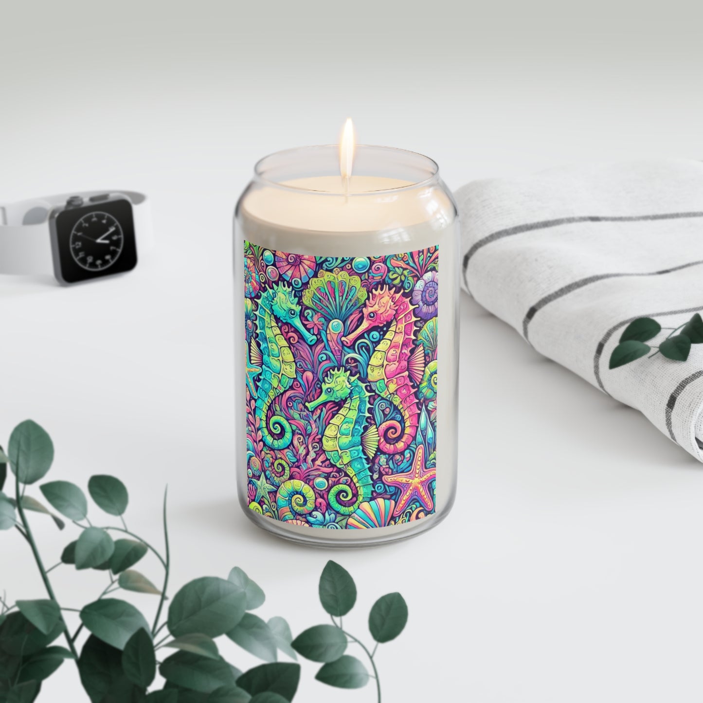 Scented Candle, 13.75oz - Seahorse Trio