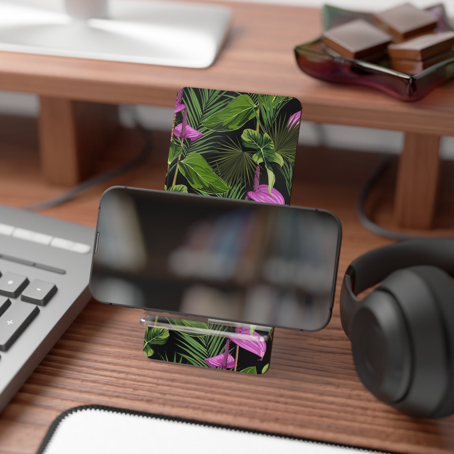 Mobile Display Stand for Smartphones, Anthurium and Palm