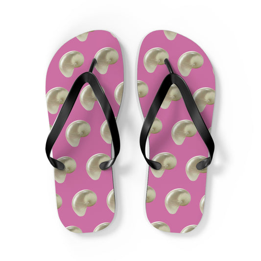 Flip Flops - White Nautilus Shell, light pink