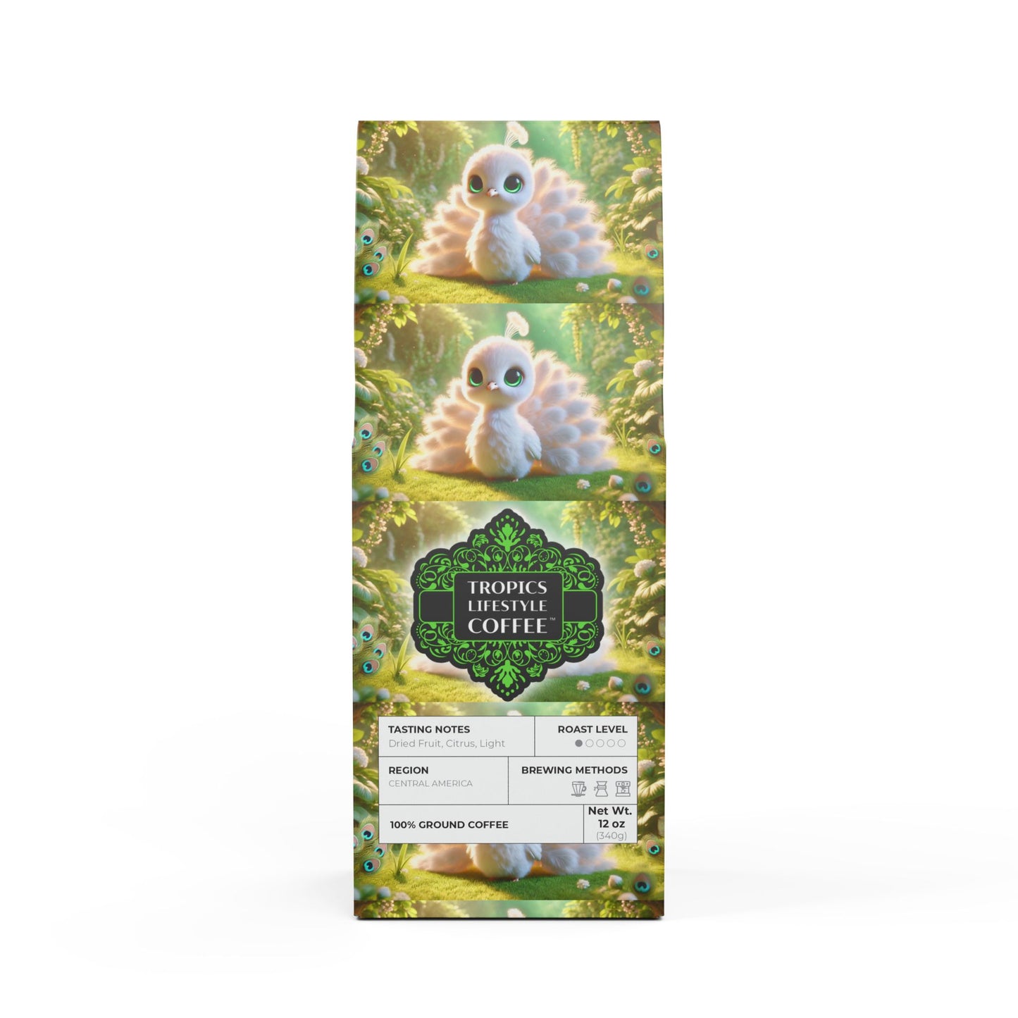 Beach Sunrise Blend™ (Light Roast) Specialty Grade Craft Coffee / Baby White Peacock