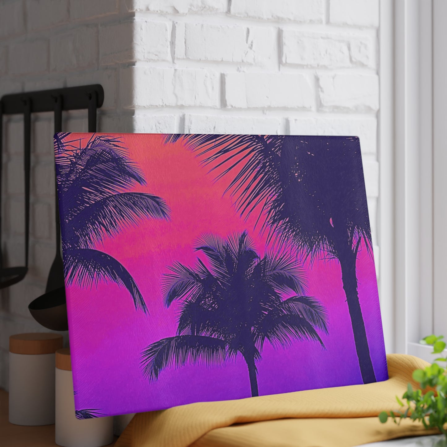 Glass Cutting Board, 2 sizes - Palm Glow, Pop