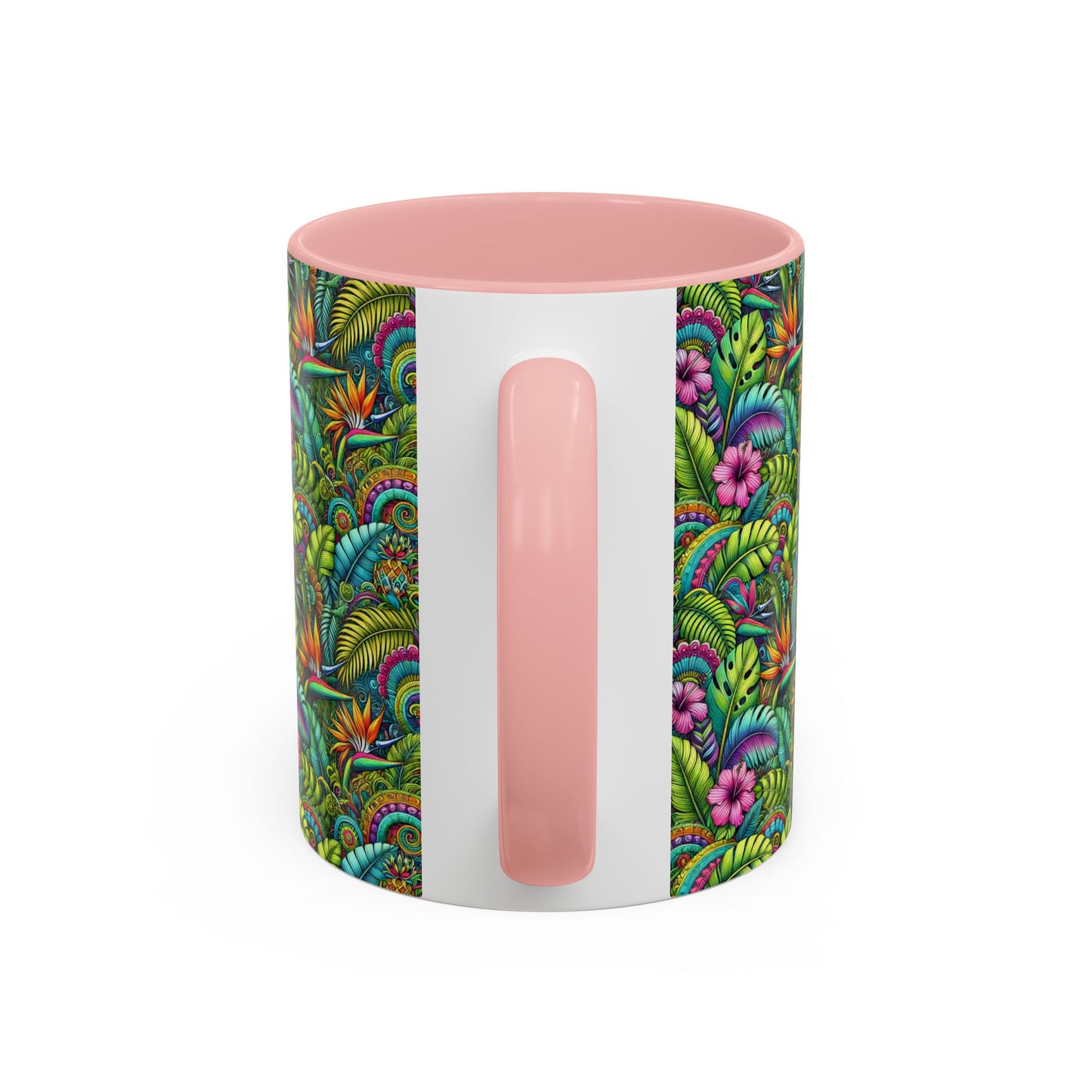 Accent Color Coffee Mug (11, 15oz), Rainforest Blooms, Various Colors