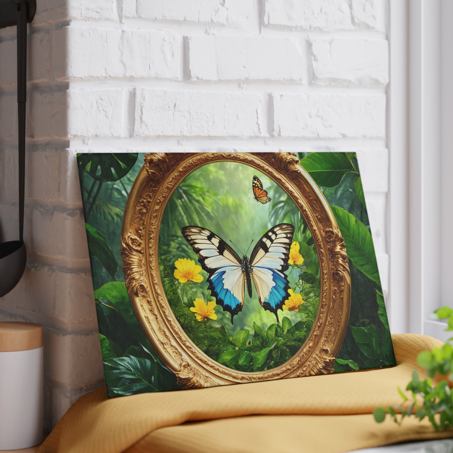 Glass Cutting Board, 2 sizes - Framed Swallowtail