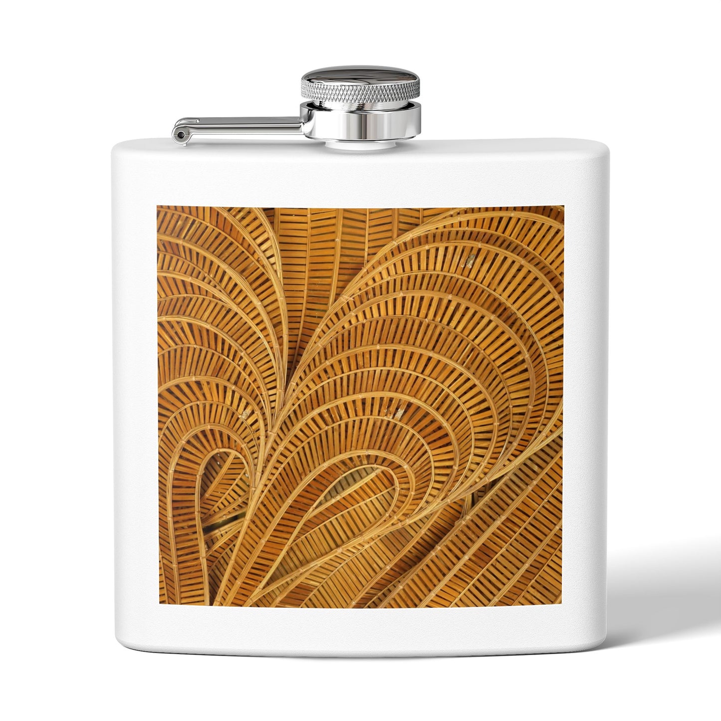 Tropical Stainless Steel 6 oz. Flask, Many Colors  – Natural Bamboo Swoosh