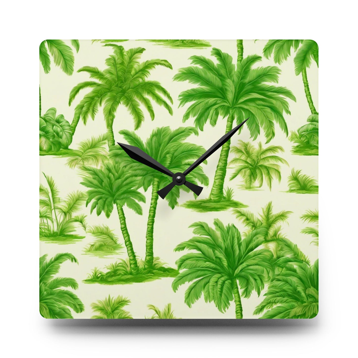 Acrylic Wall Clock,  Bright Green Palms, 4 Variants