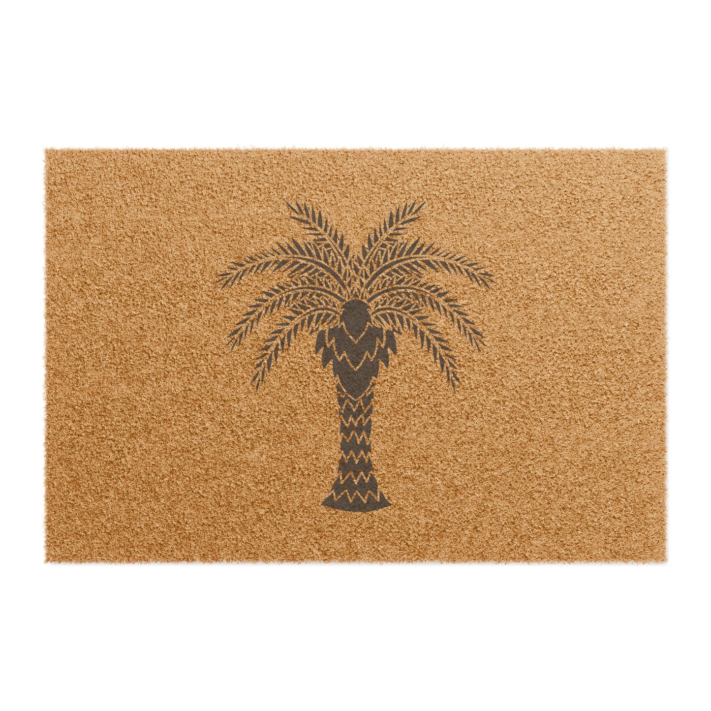 Tropical Beach Doormat / Vibrant Coconut Fiber Entrance Mat / Stylized Palm