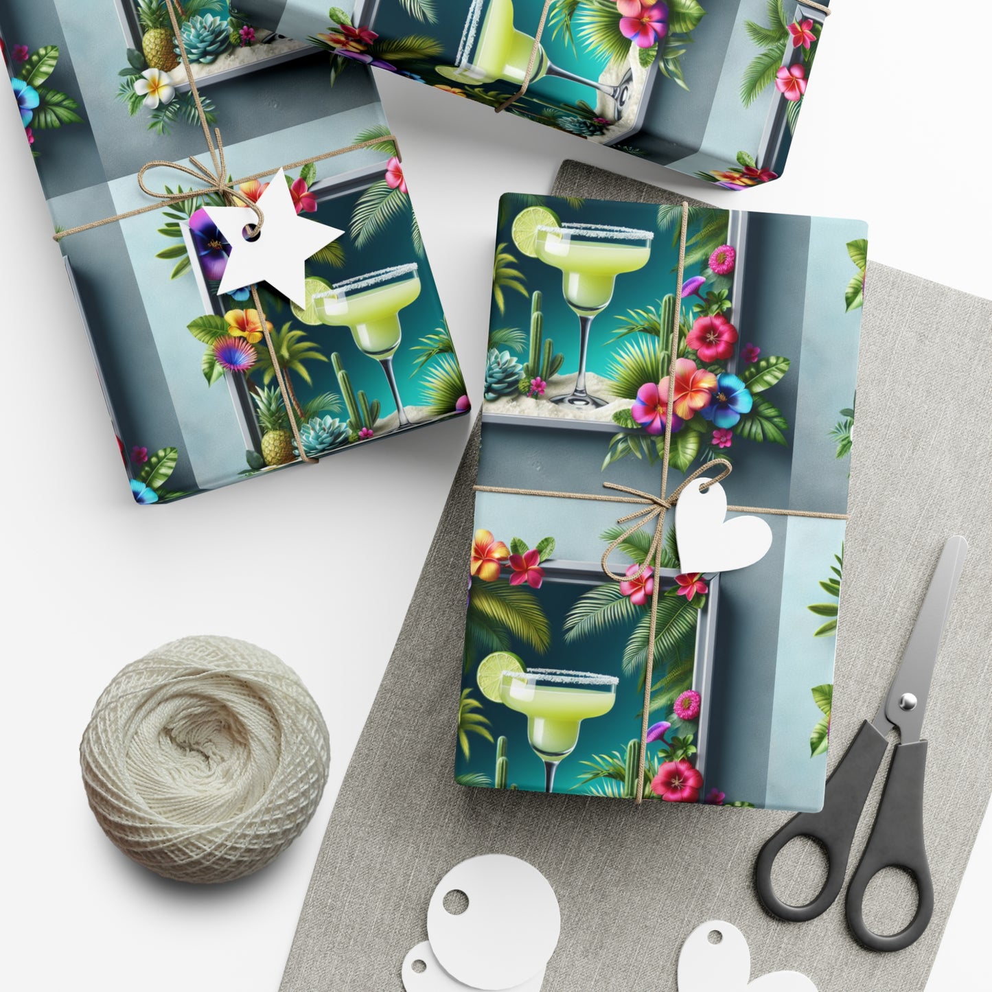 Wrapping Paper - Tropical Gift Wrap for All Occasions / 3 Sizes, 2 Finishes / Tropical Margarita