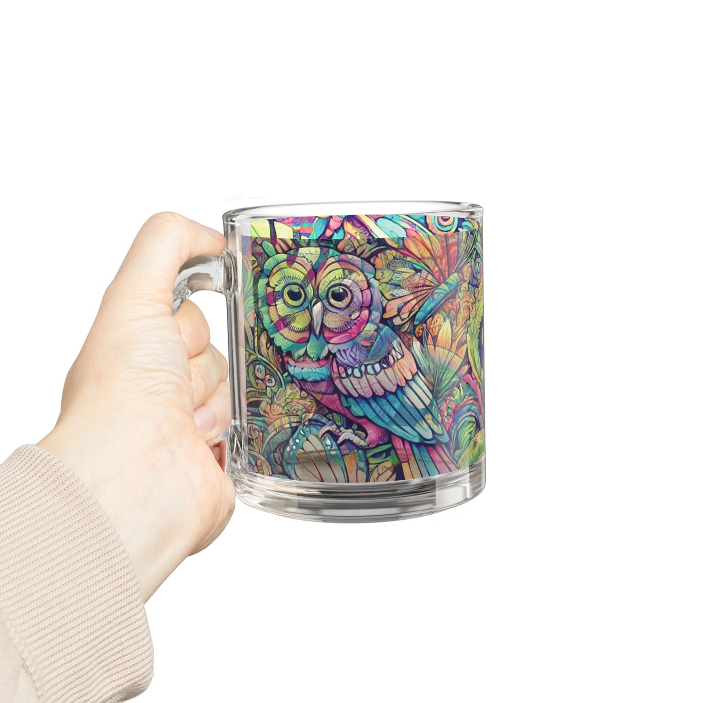Tropical Glass Mug - 10oz Coffee Cup / Rainforest Funday
