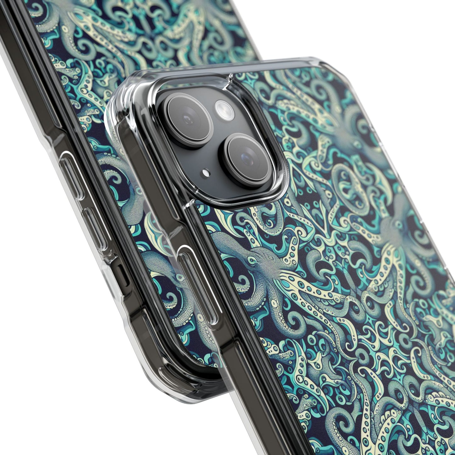 Twisted Aqua Octopus Magnetic Clear Phone Case, Many Models