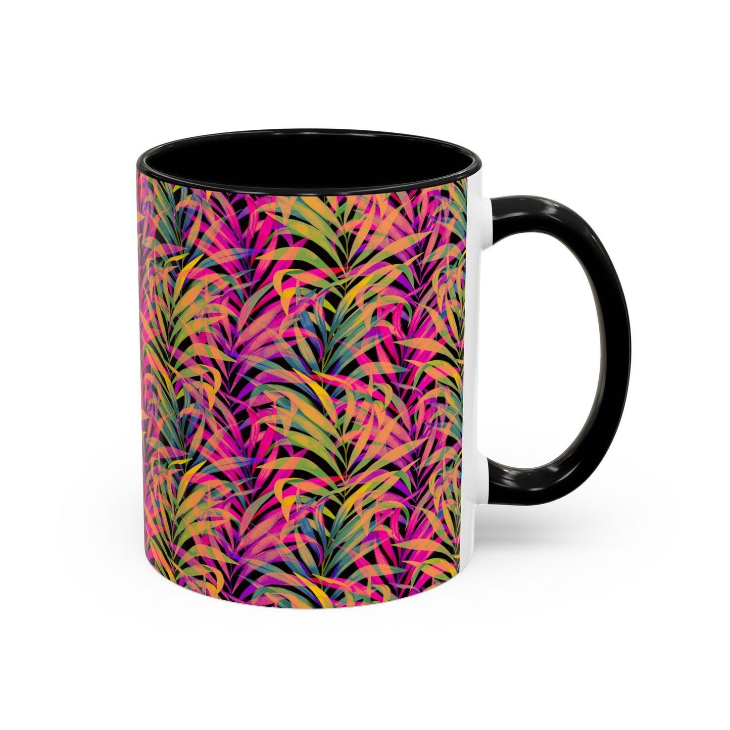 Accent Coffee Mug (11, 15oz), Rainbow Fronds / Various Colors