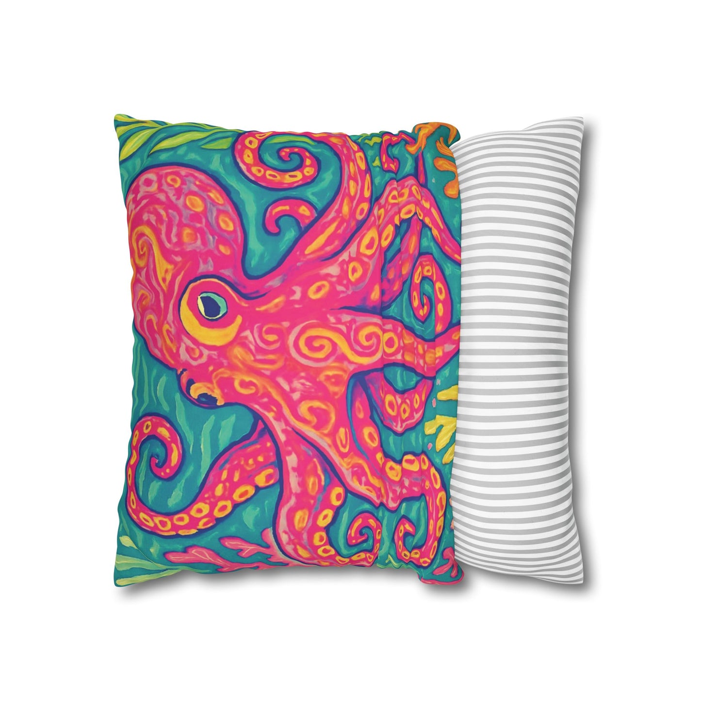 Faux Suede Square Pillowcase - Red Kraken Joe